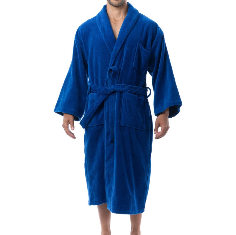 Alpine Swiss Pure Cotton Mens Terry Cloth Bathrobe Super Absorbent Spa Robe BLU XLXXL - Image 1